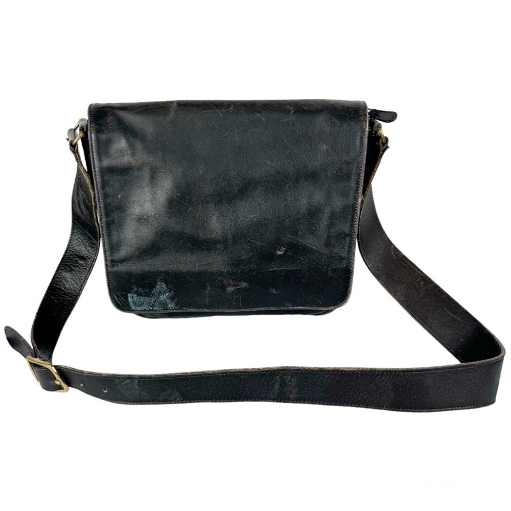 Vintage 1994 Coach Museum Bag Black Leather Shoulder Bag Flap Distressed USA